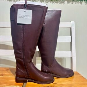 Franco Sarto Leather  Calf Tall Boots Henrietta Dark Burgundy Women's Size 5 M